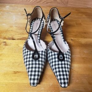 Chic Black and White Houndstooth Heels Made In Italy